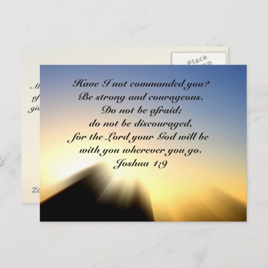 Joshua 1:9 Wees sterk en moedig, Bijbel Briefkaart (Voorkant / Achterkant)