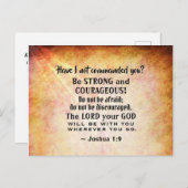 Joshua 1:9 Wees sterk en moedig, bijbelse versie Briefkaart (Voorkant / Achterkant)