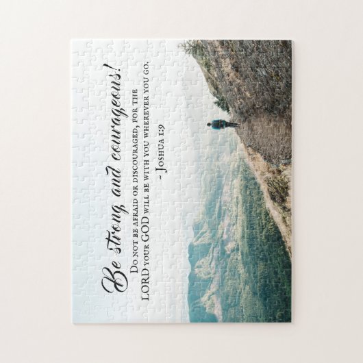 Joshua 1:9 Wees sterk en moedig, bijbelse versie Legpuzzel (Verticaal)
