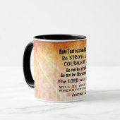 Joshua 1:9 Wees sterk en moedig, bijbelse versie Mok (Voorkant links)