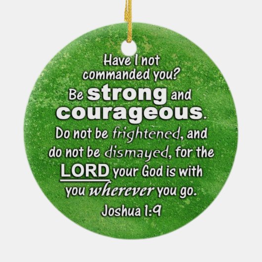 Joshua 1:9 Wees sterk en moedig - Bijbelversie Keramisch Ornament (Achterkant)