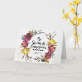 Joshua 1:9 Wees sterk en moedig Floral Wreate  Kaart (Gele Bloem)