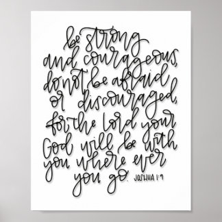 Joshua 1:9 - Wees sterk en moedig - Poster