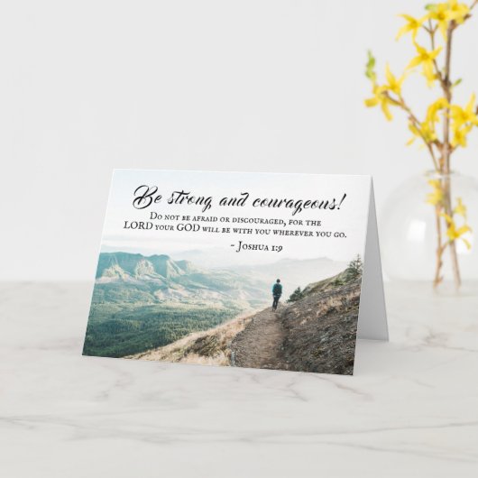 Joshua 1:9 Wees sterk en moedige Bijbelse Verse Kaart (Gele Bloem)