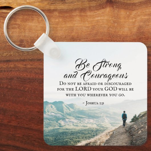 Joshua 1:9 Wees sterk en moedige Bijbelse Verse Sleutelhanger (Voorkant)