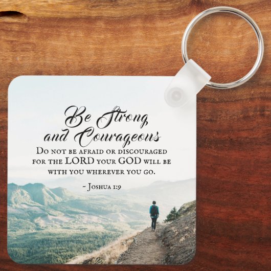 Joshua 1:9 Wees sterk en moedige Bijbelse Verse Sleutelhanger (Achterkant)