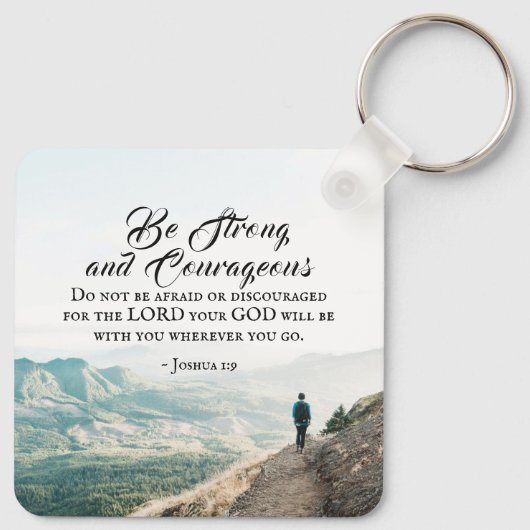 Joshua 1:9 Wees sterk en moedige Bijbelse Verse Sleutelhanger (Achterkant)