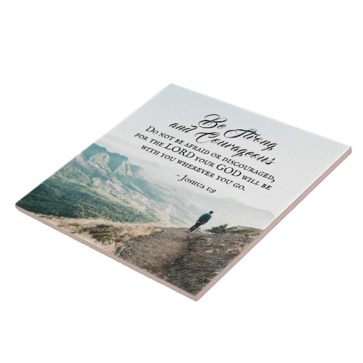 Joshua 1:9 Wees sterk en moedige Bijbelse Verse Tegeltje (Zijkant)