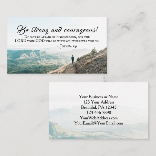 Joshua 1:9 Wees sterk en moedige Bijbelse Verse Visitekaartje (Voorkant / Achterkant)