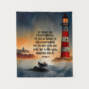 Joshua 1:9 Wees sterk en moedige Bijbelse Verse Wandkleed