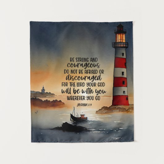 Joshua 1:9 Wees sterk en moedige Bijbelse Verse Wandkleed (Voorkant)