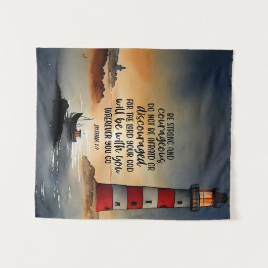 Joshua 1:9 Wees sterk en moedige Bijbelse Verse Wandkleed (Voorkant (horizontaal))