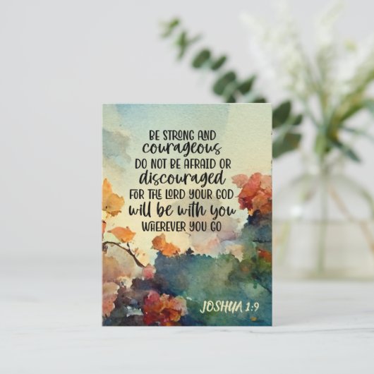 Joshua 1:9 Wees sterk en moedige Waterverf Briefkaart (Staand voorkant)