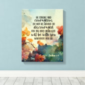 Joshua 1:9 Wees sterk en moedige Waterverf Canvas Afdruk (Insitu (Houten vloer))