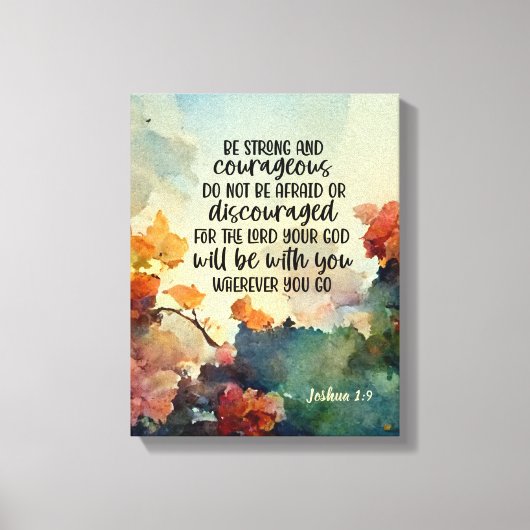 Joshua 1:9 Wees sterk en moedige Waterverf Canvas Afdruk (Voorkant)