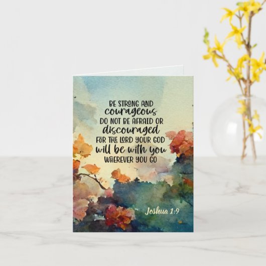 Joshua 1:9 Wees sterk en moedige Waterverf Kaart (Gele Bloem)