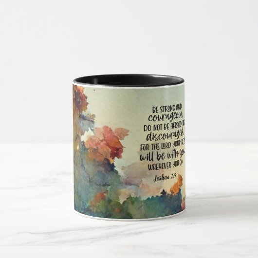 Joshua 1:9 Wees sterk en moedige Waterverf Mok (Midden)