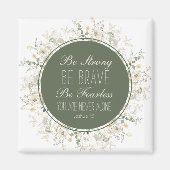 Joshua 1:9 Wees sterk groen, onkruid Magneet (Voorkant)