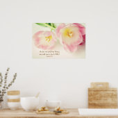 Joshua 24:15 Bijbelverse  roze Tulpen Poster (Keuken)