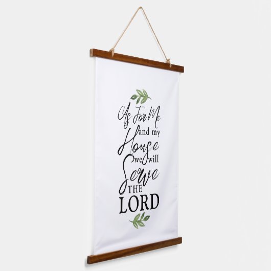 Joshua 24:15 Manuscript Doopvont met Leaf Greenery Hangend Wandkleed (Gebogen)