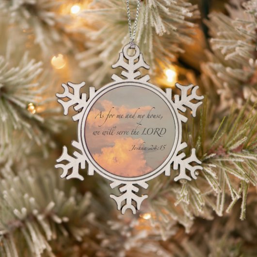 Joshua 24:15 Net als voor mij... Snowflake Framed Tin Sneeuwvlok Ornament (Boom)