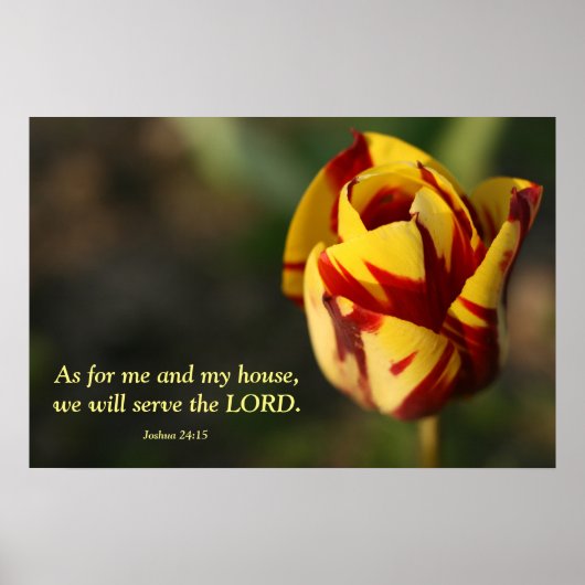 Joshua 24:15 Rood en Geel Tulp Poster (Voorkant)