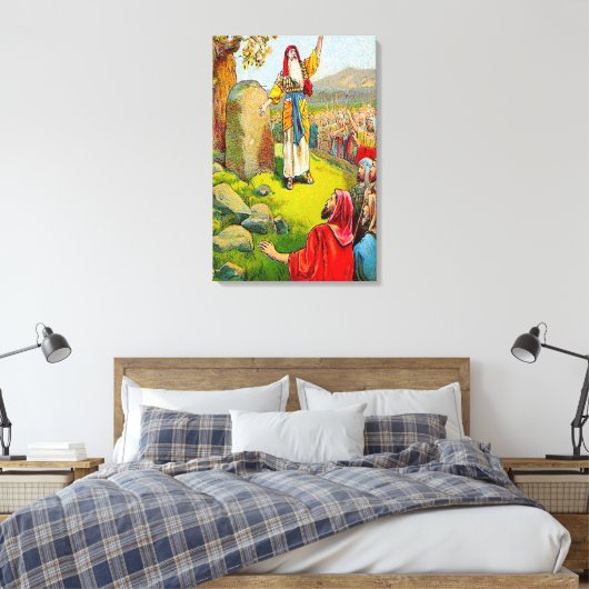 Joshua 24:1-15 Joshua's Afscheidsdoek Canvas Afdruk (Insitu (Slaapkamer))