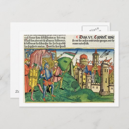 Joshua 6 4-21 De Herfst van Jericho, uit het 'Nure Briefkaart (Voorkant / Achterkant)