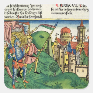 Joshua 6 4-21 De Herfst van Jericho, uit het 'Nure Vierkante Sticker