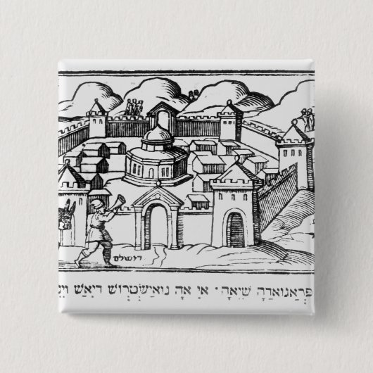 Joshua aan de zalen van Jericho Vierkante Button 5,1 Cm (Voorkant)