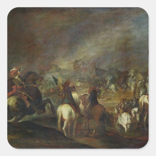 Joshua bij de muren van Jericho Vierkante Sticker (Voorkant)