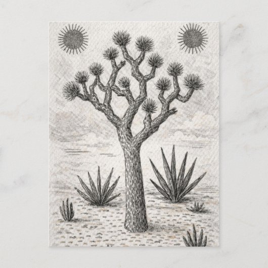 joshua boom schets | woestijn schets kunst feestdagenkaart (Voorkant)