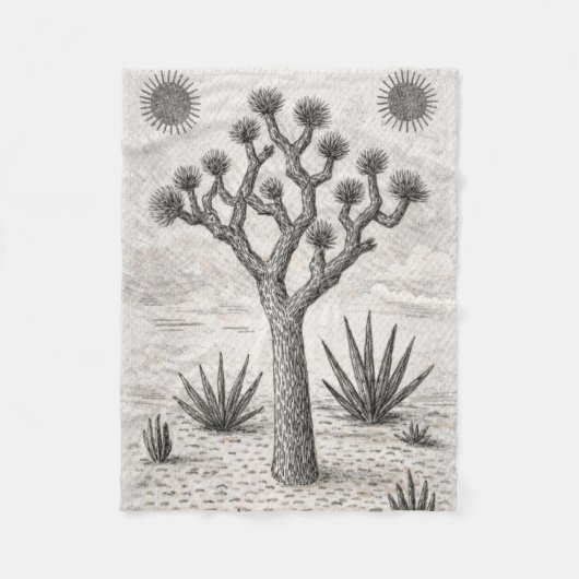 joshua boom schets | woestijn schets kunst fleece deken (Voorkant)