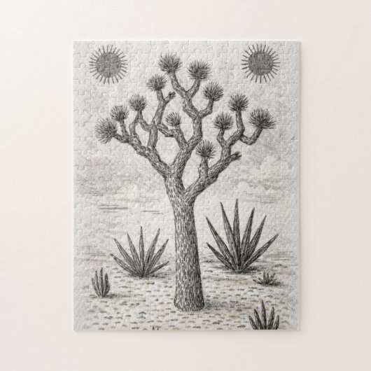 joshua boom schets | woestijn schets kunst legpuzzel (Verticaal)