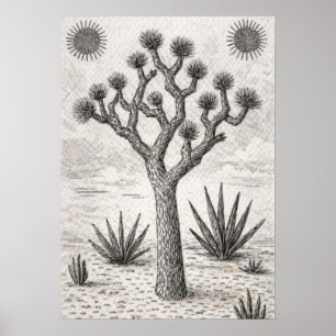 joshua boom schets woestijn schets kunst poster