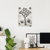 joshua boom schets | woestijn schets kunst poster (Thuiskantoor)