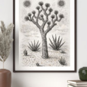 joshua boom schets | woestijn schets kunst poster