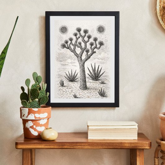 joshua boom schets | woestijn schets kunst poster