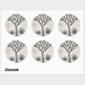 joshua boom schets | woestijn schets kunst ronde sticker (Vel)