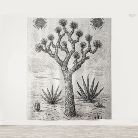 joshua boom schets | woestijn schets kunst wandkleed (Voorkant)
