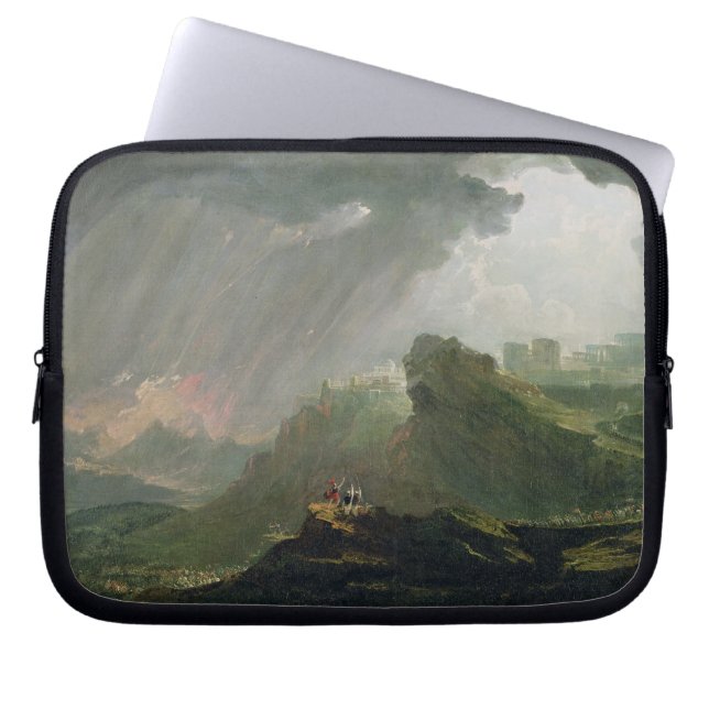 Joshua die de zon aan het bevelen is om nog steeds laptop sleeve (Voorkant)