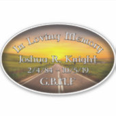 Joshua Knight Memorial Vinyl Sticker 6X3.5" (Voorkant)