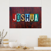 JOSHUA License Bord Letter Art Name Sign Poster (Keuken)