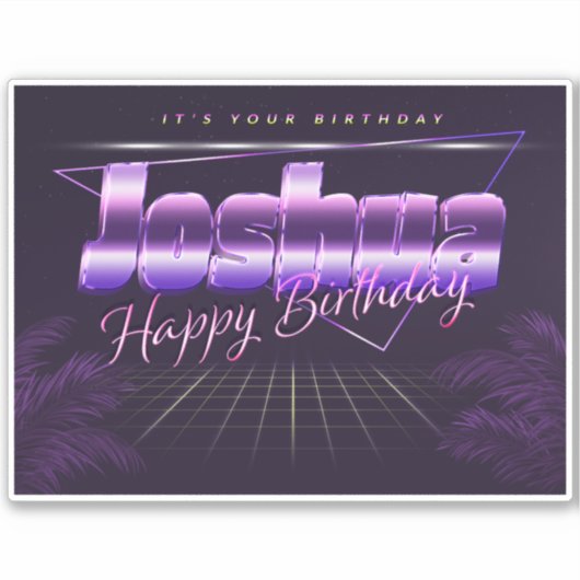 Joshua Name Vorname lila retro Sticker Geburtstag (Voorkant)