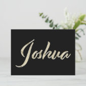 Joshua Name white gold Handwriting Karte Kaart (Staand voorkant)