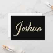 Joshua Name white gold Handwriting Karte Kaart (Voorkant / Achterkant in situ)