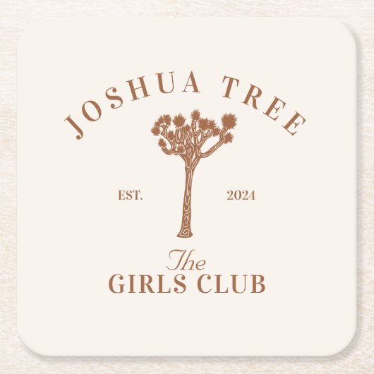 Joshua Tree Bachelorette Meisjes Club Kartonnen Onderzetters (Voorkant)