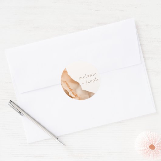 Joshua Tree Bohemian Neutral Bride + Groom Ronde Sticker (Envelop)