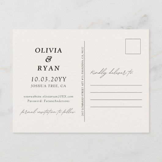 Joshua Tree Bruiloft Save the Date Briefkaart (Achterkant)