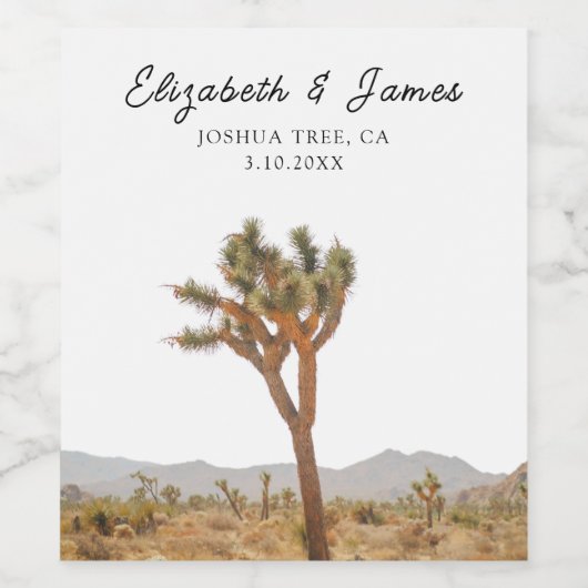 Joshua Tree Bruiloft Wijn Etiket (Enkel label)